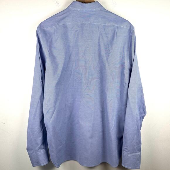 J.Crew Mens Slim Button-Up Collared Blue/White Pinstripe Long Sleeve Shirt Large - Picture 2 of 5